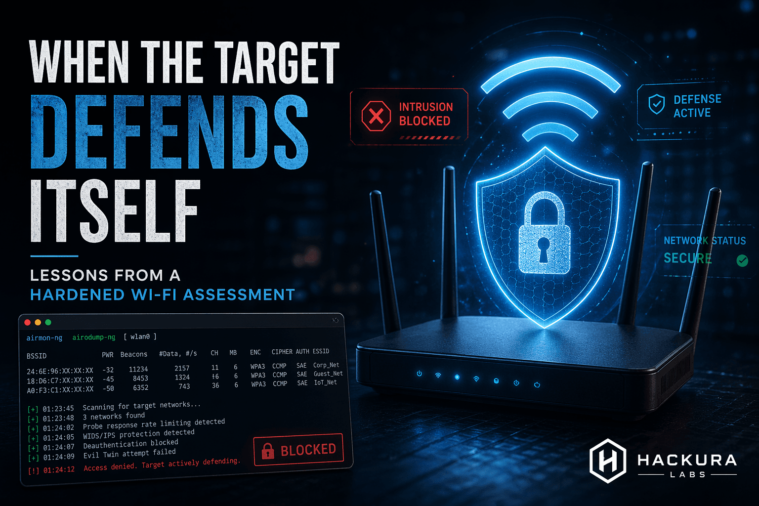 When the Target Defends Itself: Lessons from a Hardened Wi-Fi Assessment
